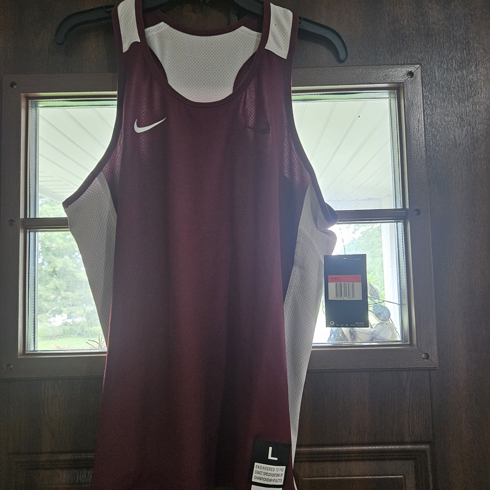 Nike Maroon and White Tank Top